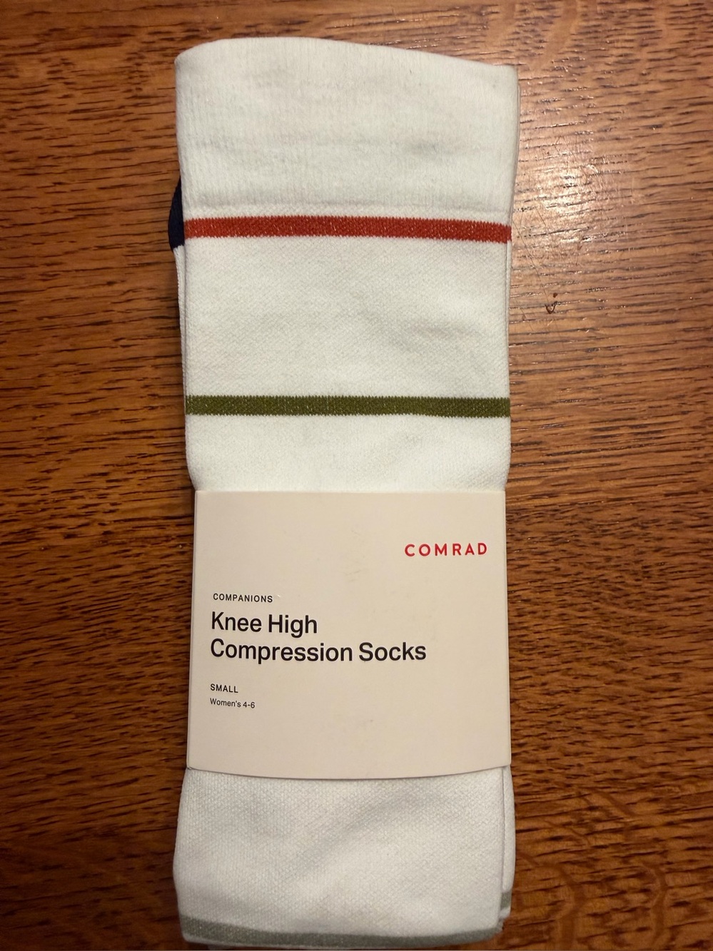 2 pack Comrad Knee High Compression Socks Womens S (4-6) Multi-stripes